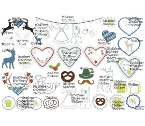 Stickdatei - Bayrisches Herz springende Hirsche